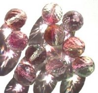 10 12mm Faceted Rich Cut Crystal & Pink Green